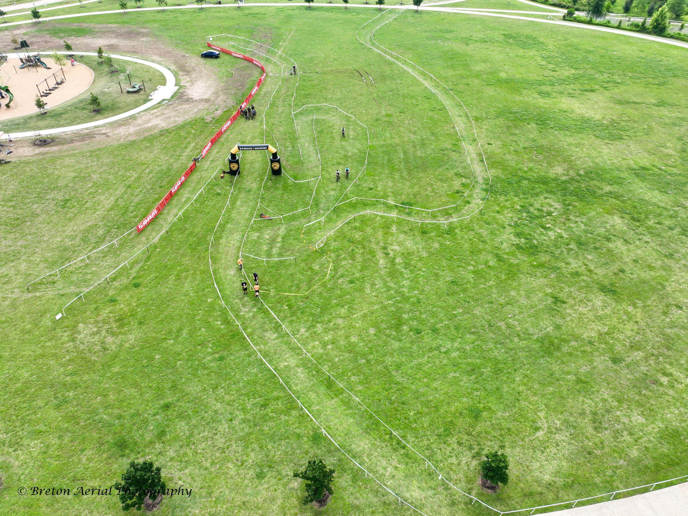 A bicycle race course seen from the air